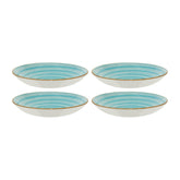 Bonna Porcelain Aqua dia.9" h:2" 34 oz. Round Blue Porcelain Bowl (Set of 4)